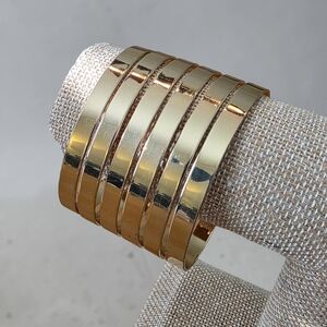 New York & Company Wide Gold Statement Cuff - Multi-Row Layered Look